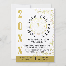 Elegant Clock New Year's Eve Party Kaart