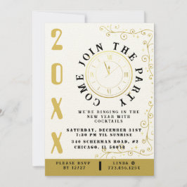 Elegant Clock New Year's Eve Party Kaart
