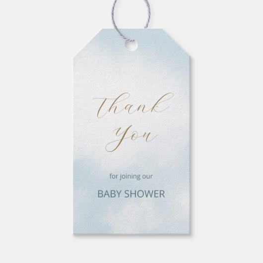 Elegant Cloud 9 Theme Baby shower Blauw Dank u wel Cadeaulabel (Voorkant)