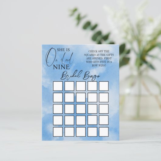 Elegant Cloud Nine Blue Vrijgezellenfeest Bingo Ga (Staand voorkant)