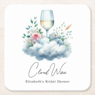 Elegant Cloud Wine Vrijgezellenfeest Kartonnen Onderzetters