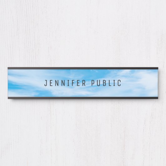 Elegant Clouds Blue Sky Modern Natuur Sjabloon Deurbordje (Voorkant)