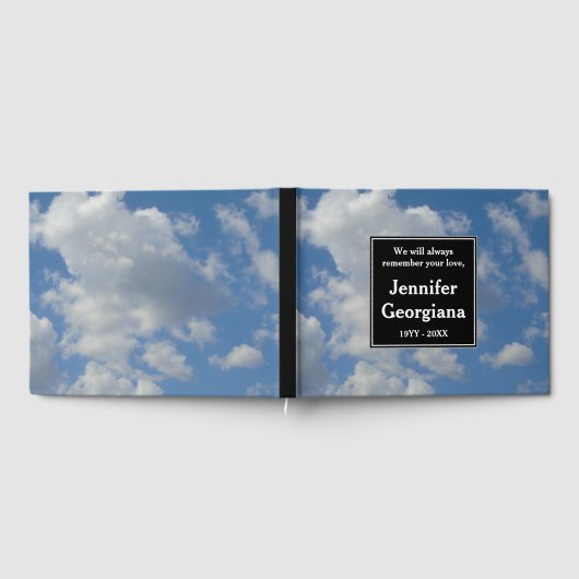 Elegant Cloudy Sky Memorial Guestbook Gastenboek (Volledig)