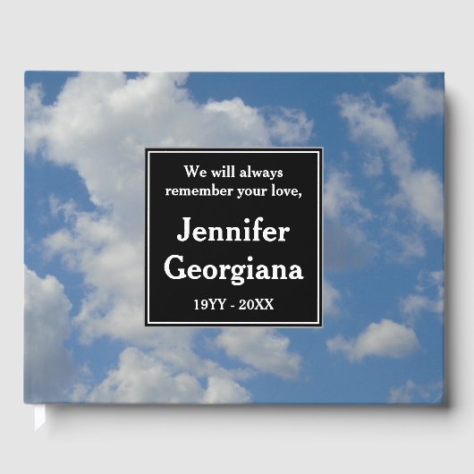 Elegant Cloudy Sky Memorial Guestbook Gastenboek (Voorkant)