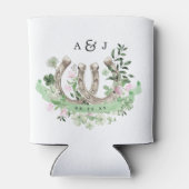 Elegant Clover Hoefijzers Botanical Wedding Blikjeskoeler (Achterkant)