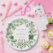 Elegant Clover Hoefijzers Botanical Wedding Papieren Bordje (Feest)