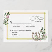 Elegant Clover Hoefijzers Botanical Wedding RSVP Folie Uitnodiging (Voorkant)