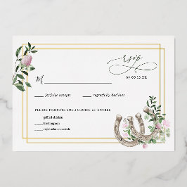 Elegant Clover Hoefijzers Botanical Wedding RSVP Folie Uitnodiging