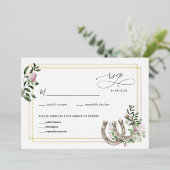 Elegant Clover Hoefijzers Botanical Wedding RSVP Folie Uitnodiging (Staand Voorkant)