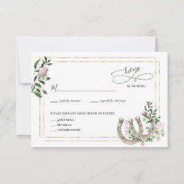 Elegant Clover Hoefijzers Botanical Wedding RSVP Kaartje