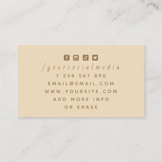 Elegant Club Logo Card Game Casino Theme Beige Visitekaartje (Achterkant)