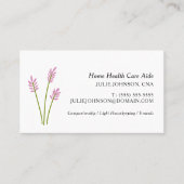 Elegant CNA Home Health Care Aide Roze Bloemen Visitekaartje (Voorkant)