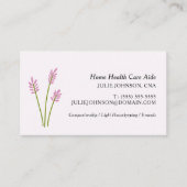 Elegant CNA Home Health Care Aide Roze Bloemen Visitekaartje (Voorkant)
