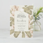 Elegant Coastal Beach Bridal Shower Invitation Kaart (Staand voorkant)