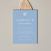 Elegant Coastal Beach Dusty Blue Minimal Wedding  Kaart