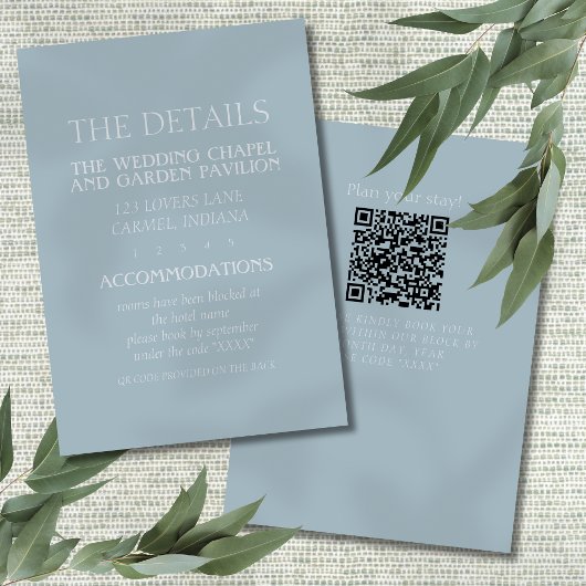 Elegant Coastal Blue Modern Wedding Informatiekaartje