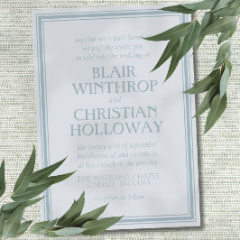 Elegant Coastal Blue Modern Wedding Invitation Kaart