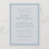 Elegant Coastal Blue Modern Wedding Invitation Kaart (Voorkant)
