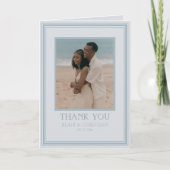 Elegant Coastal Blue Modern Wedding Photo Bedankkaart (Voorkant)