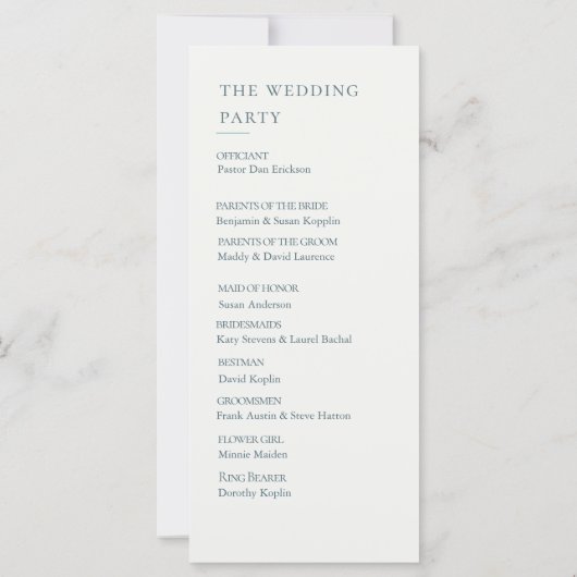 Elegant Coastal Blue Seashell Wedding Program (Achterkant)