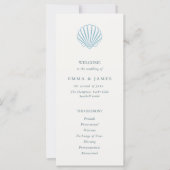 Elegant Coastal Blue Seashell Wedding Program (Voorkant)