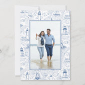 Elegant Coastal Blue Toile Wedding Photo Save The Date (Achterkant)