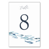 Elegant Coastal Blue Waterverf Fish Wedding Kaart (Voorkant)