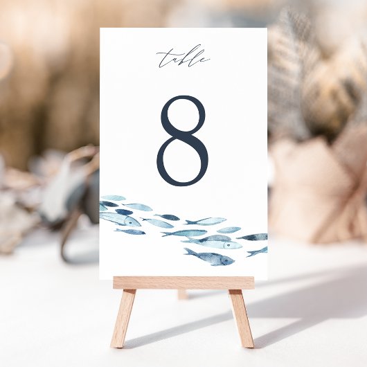 Elegant Coastal Blue Waterverf Fish Wedding Kaart