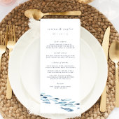 Elegant Coastal Blue Waterverf Fish Wedding Menu