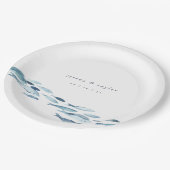 Elegant Coastal Blue Waterverf Fish Wedding Papieren Bordje (Gekanteld)