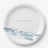 Elegant Coastal Blue Waterverf Fish Wedding Papieren Bordje (Voorkant)