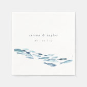 Elegant Coastal Blue Waterverf Fish Wedding Servet (Voorkant)