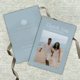 Elegant Coastal Blue Wedding Flat Thank You Card Bedankkaart