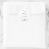 Elegant Coastal Chic Blue Seaside Wedding Ronde Sticker (Tas)