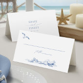 Elegant Coastal Chic Blue Wedding Plaatskaartje
