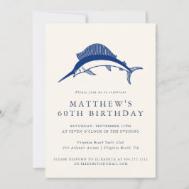 Elegant Coastal Fisherman Adult Birthday Party Kaart