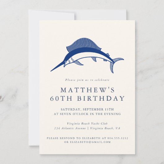 Elegant Coastal Fisherman Adult Birthday Party  Kaart (Voorkant)
