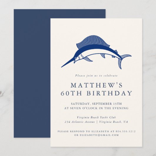 Elegant Coastal Fisherman Adult Birthday Party  Kaart (Voorkant / Achterkant)