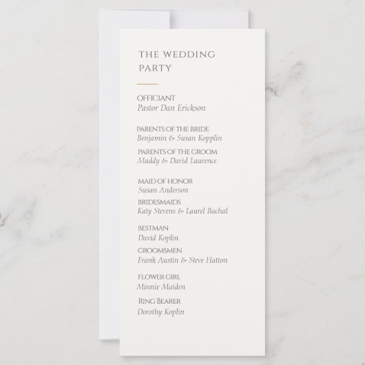 Elegant Coastal gold Seashell Wedding Program (Achterkant)