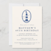 Elegant Coastal Lighthouse Adult Birthday Party  Kaart (Voorkant)