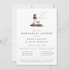 Elegant Coastal Lighthouse Rehearsal Dinner Aankondiging