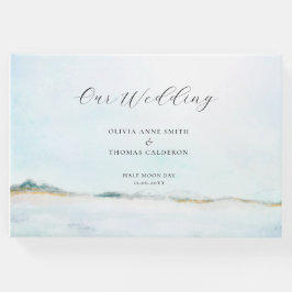 Elegant Coastal Oceanfront Bruiloft Gastenboek