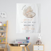 Elegant Coastal Pearl Baby shower Welkom Wandkleed