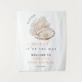 Elegant Coastal Pearl Baby shower Welkom Wandkleed (Voorkant)