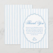 Elegant Coastal Preppy Blue Stripe Scalloped Frame Bedankkaart (Voorkant / Achterkant)