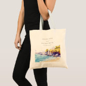 Elegant Coastal Sand Beach Rocky Seascape Wedding Tote Bag (Voorkant (product))