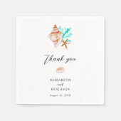 Elegant Coastal Seashell Minimal Beach Wedding Servet (Voorkant)