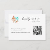 Elegant Coastal Seashell QR Code Beach Wedding RSVP Kaartje (Voorkant)