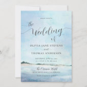 Elegant Coastal Waterverf Elopement Beach Wedding Kaart (Voorkant)