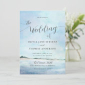 Elegant Coastal Waterverf Elopement Beach Wedding Kaart (Staand voorkant)